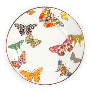 صحن سلطة/حلوى من المينا من مجموعة بترفلي جاردن - أبيض